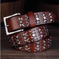 Nieten-Gürtel Heavy-Metal-Stil echtem Leder - Ceinture