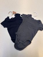 2 Baby Bodys H&M Baumwolle Grösse 62 dunkelgrau schwarz