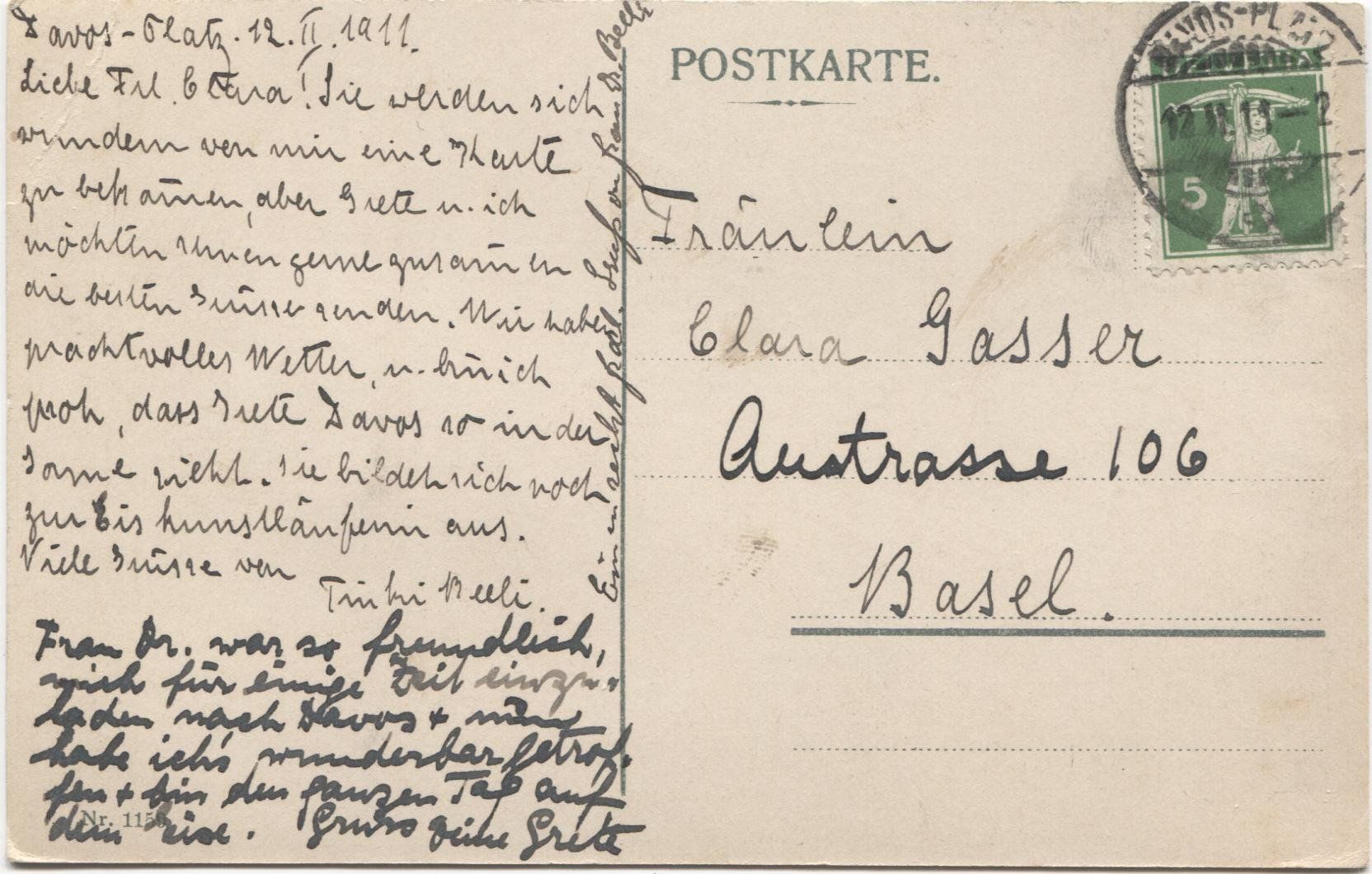 Cartoline postali: DAVOS GR 1911 Wintersport-Pferdeschlitten – Usato da Wil SG venduto da Clanx 1
