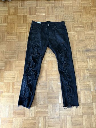 Costum black slim jeans with holes