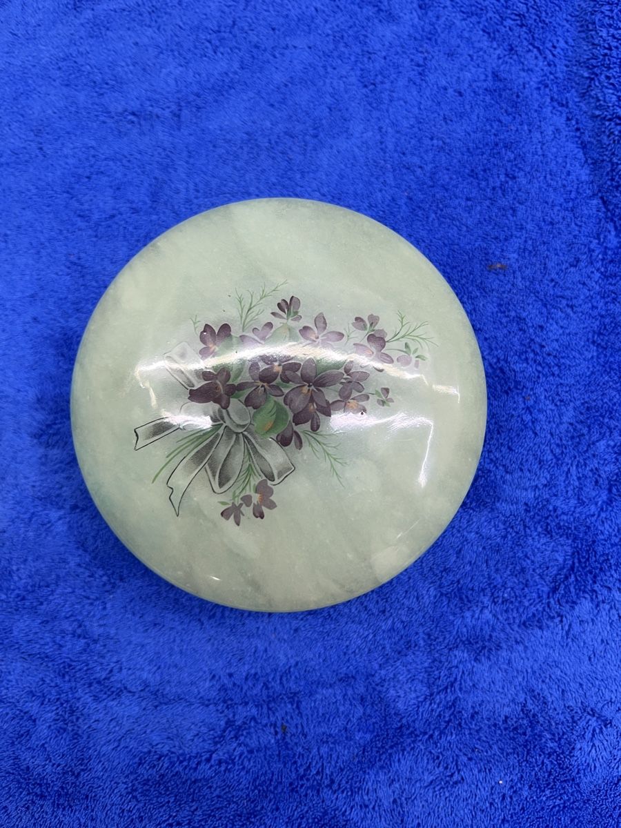 Zuccheriere: Alabaster Schmuckdose / Dose mit Blumenmuster, Vintage – Usato da Rotkreuz venduto da Migu2012