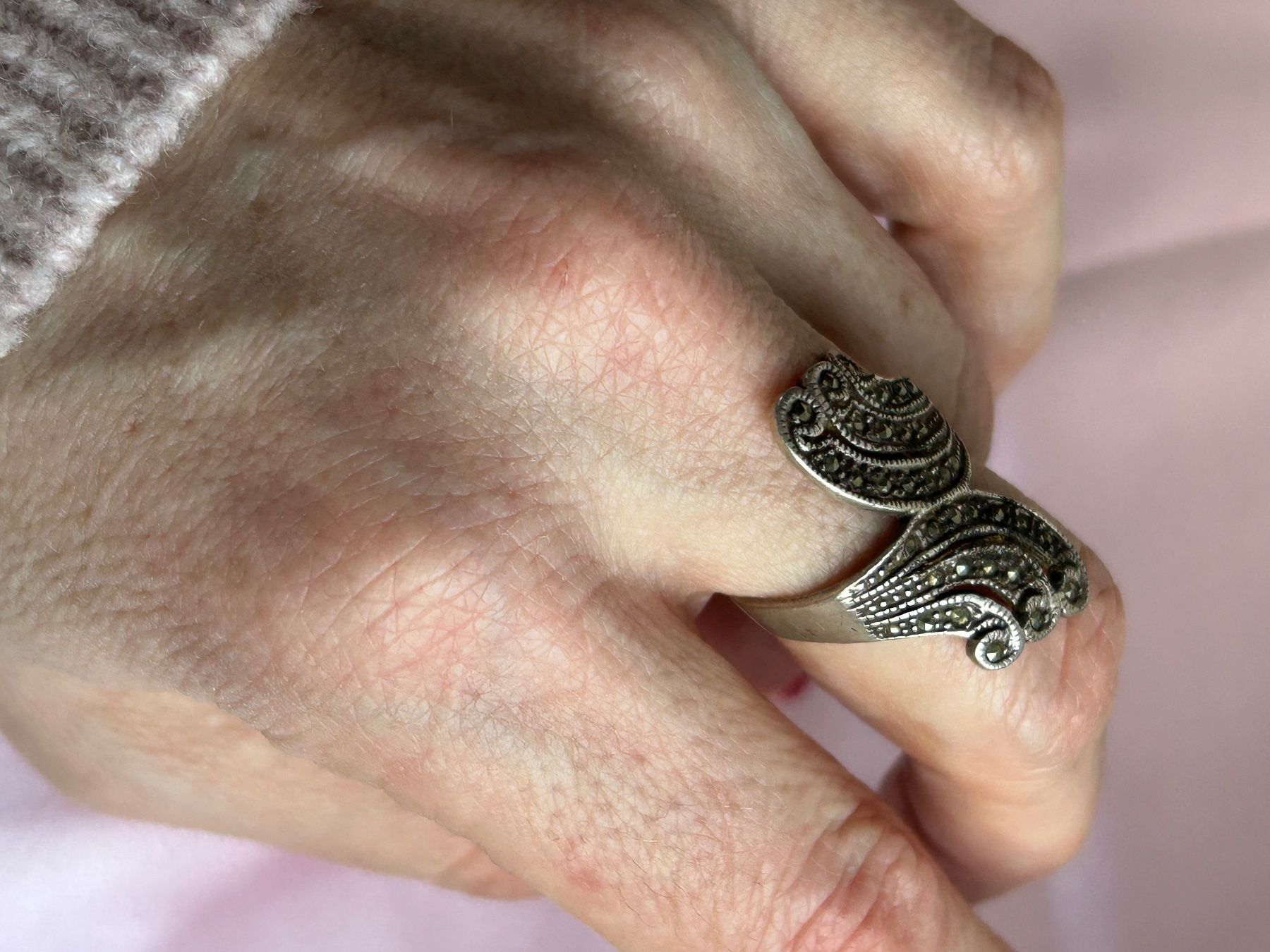 Anelli: Silberring 925 Markasit Gr. 54 Jugendstil Art Deco – Usato da Laufen venduto da belleskulptur 7