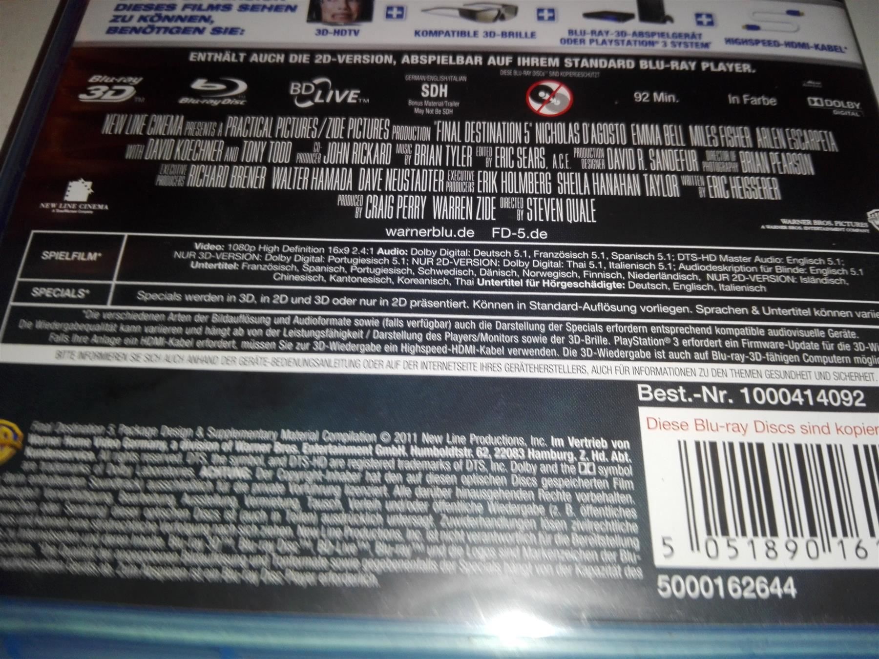 Alle DVDs: Final Destination (5)                > 2D + 3D Version < – Gebraucht aus St.Galllen von  3