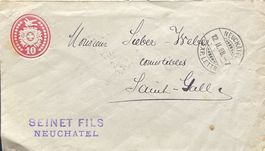 Briefmarken Schweiz: 3 Tüblibrefe 10 Rp. 1908