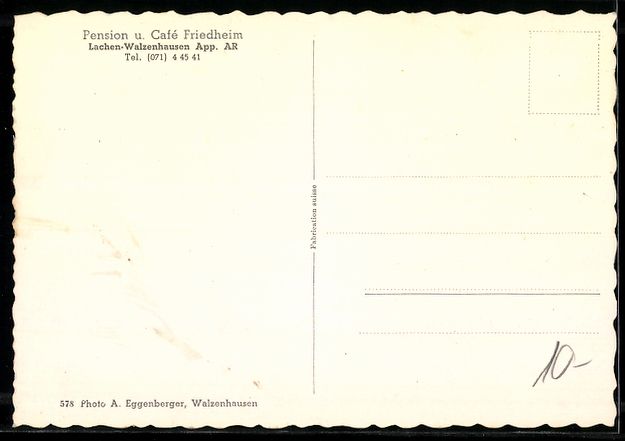 Cartoline postali: Lachen-Walzenhausen /App., Pension u. Ca – Usato da Berlin venduto da bartko-reher 1
