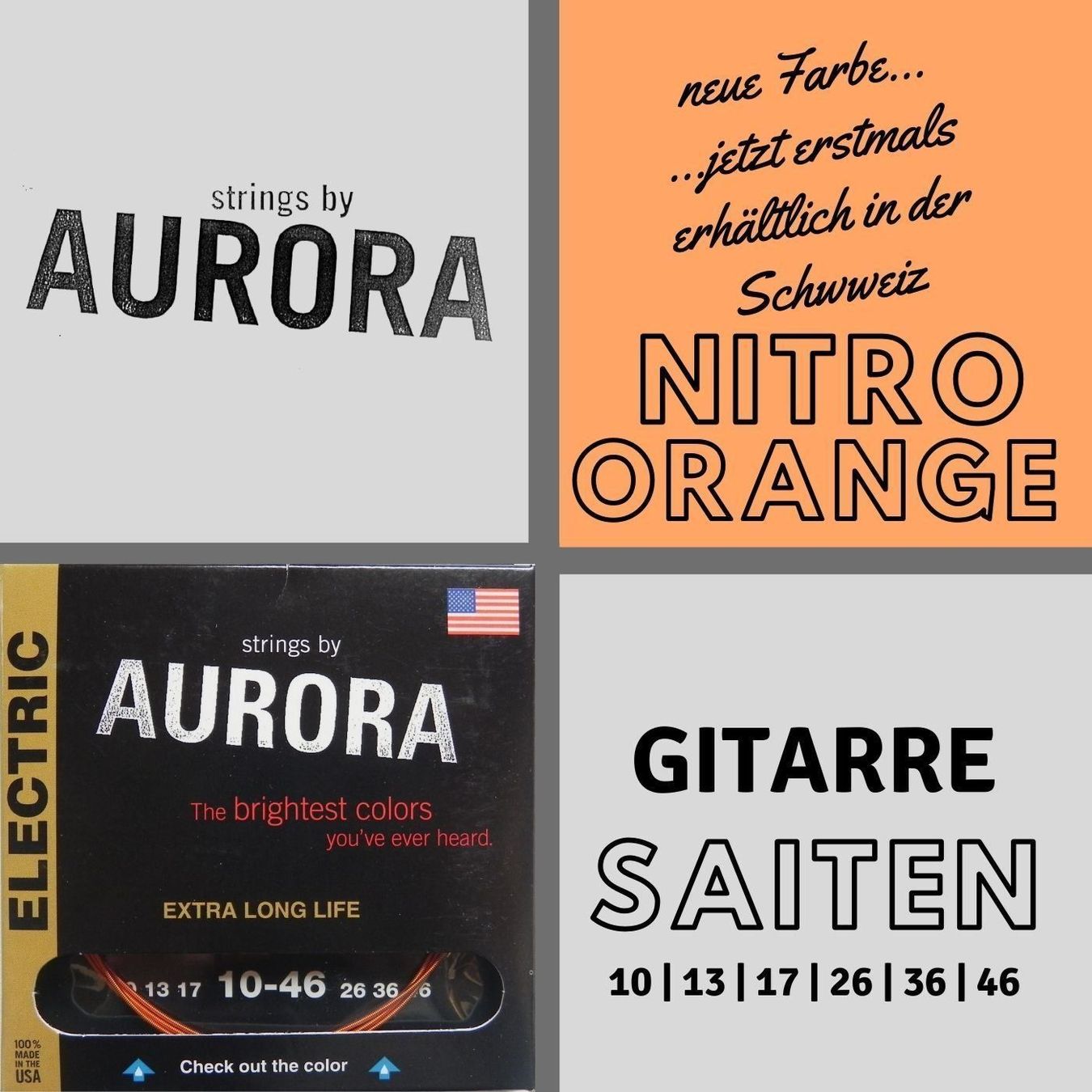Instruments de musique: Aurora Premium E-Gitarrensaiten (10-46) – Neuf avec emballage d'origine à Grimisuat par musicgear.ch
