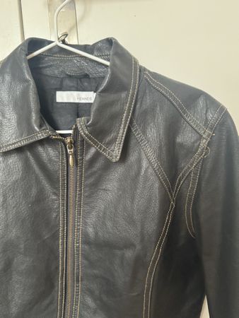 Lederjacke 100% Leder HENNES vintage schwarz mit Nähten