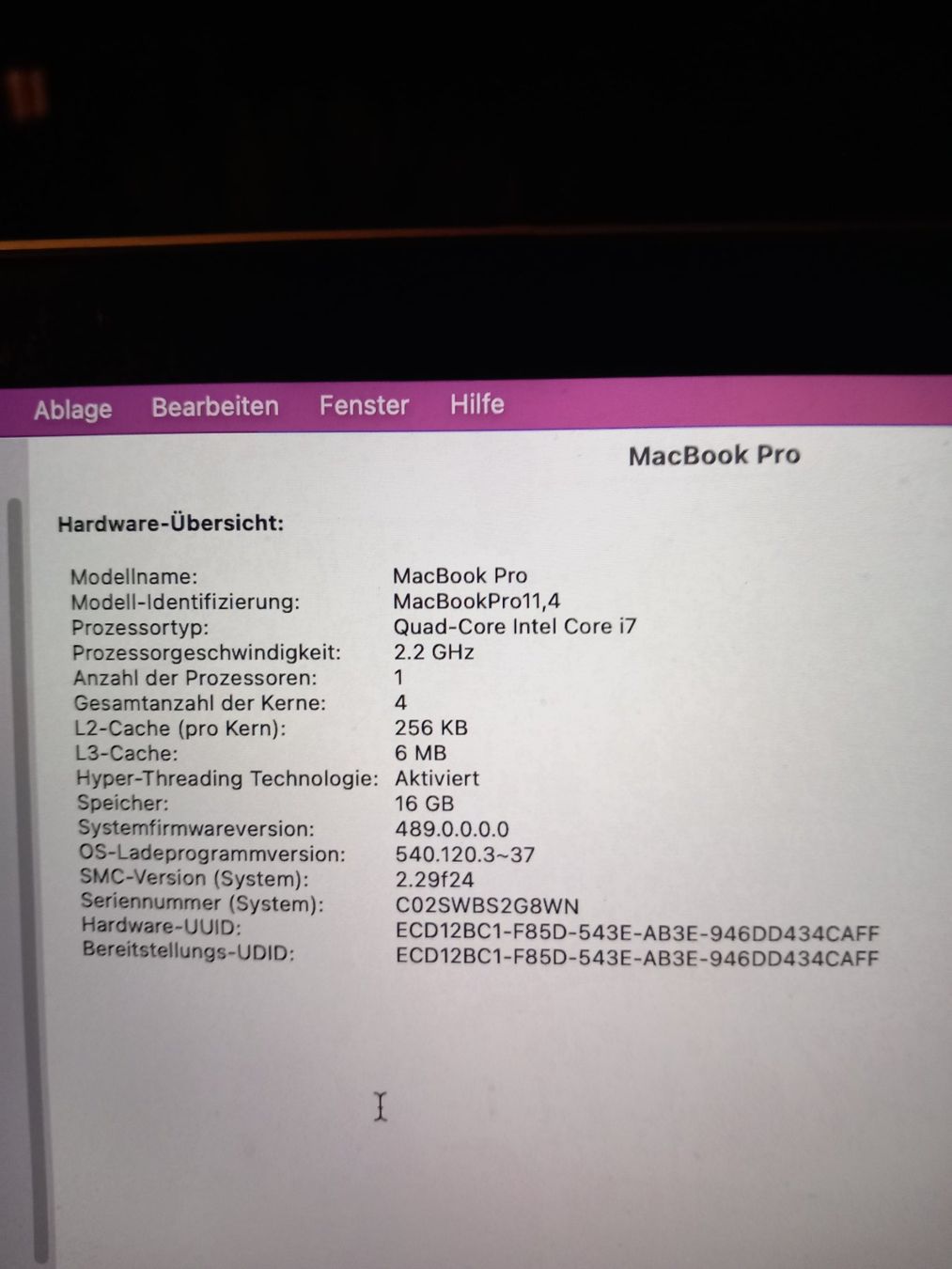 Apple Notebooks: Notebook MAC Pro Modell 2018 – Gebraucht aus Rupperswil von kawafahrer 3
