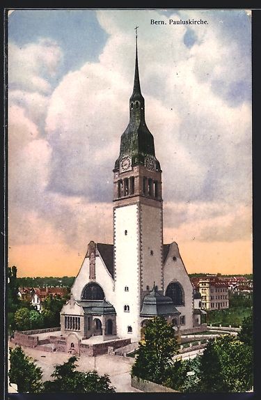 Cartoline postali: AK Bern, Pauluskirche mit Umgebung, 1911 – Usato da Berlin venduto da bartko-reher