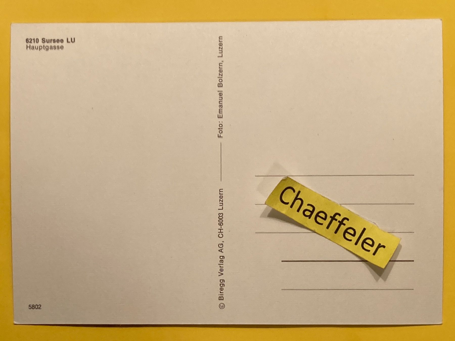 Cartoline postali: 6210 Sursee, Hauptgasse – Usato da Zürich venduto da Chaeffeler 1