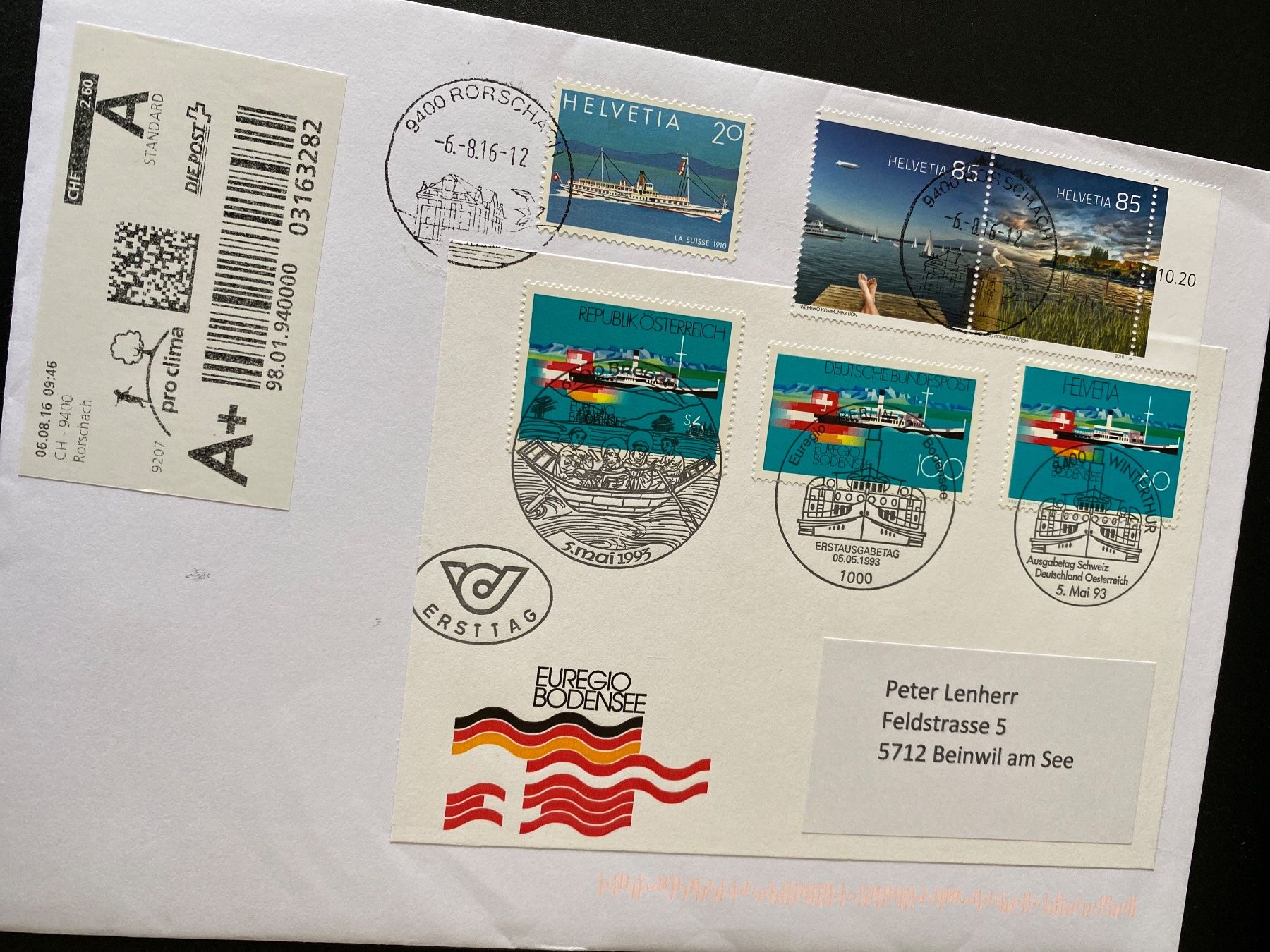 Tutti i francobolli: FDC 1993 EUREGIO Bodensee + 2016 Obersee + Untersee  UNIKAT – Nuovo (secondo la descrizione) da Niederrohrdorf venduto da leni29