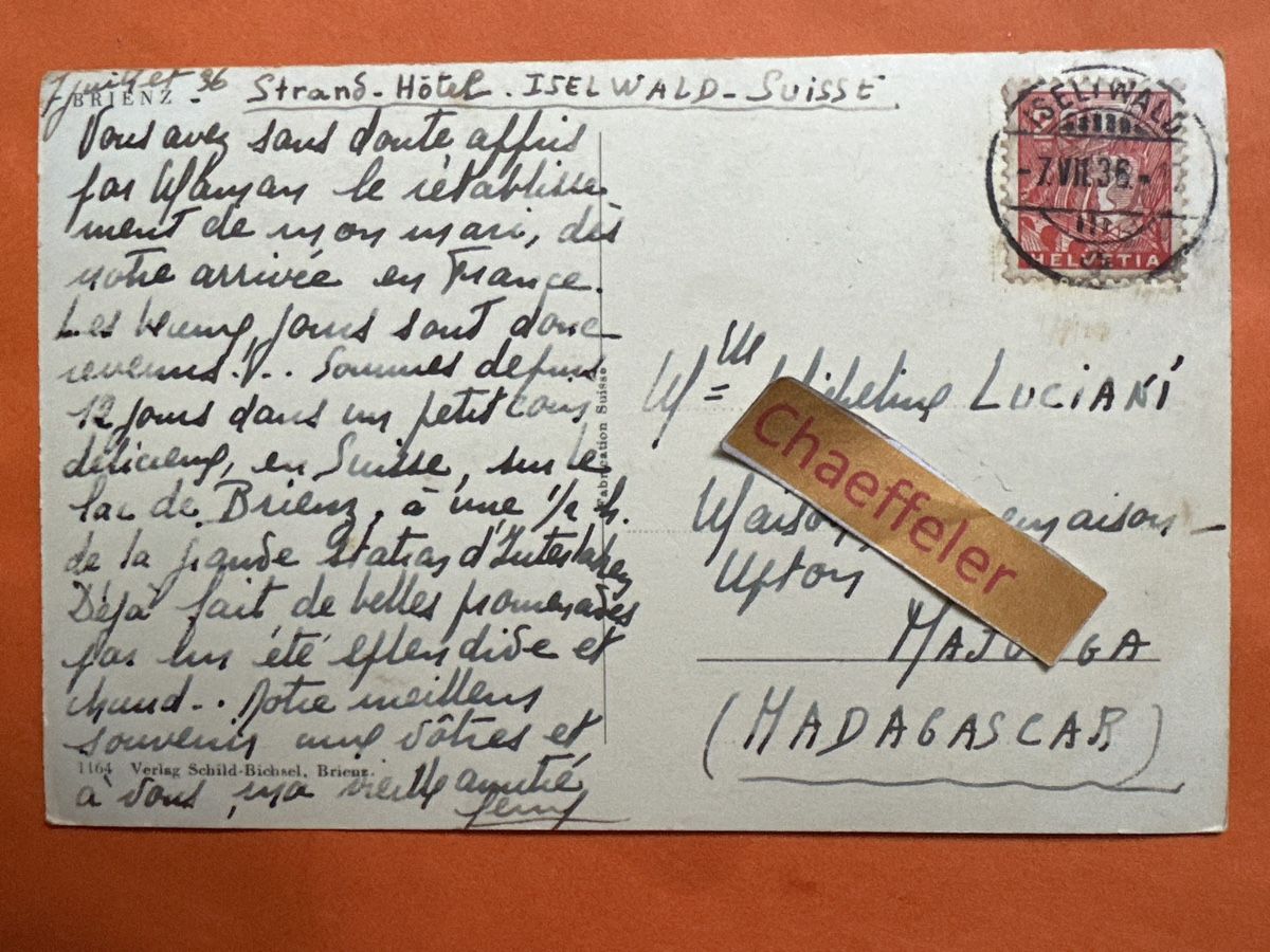 Ansichtskarten: 1936 Brienz – Gebraucht aus Zürich von Chaeffeler 1