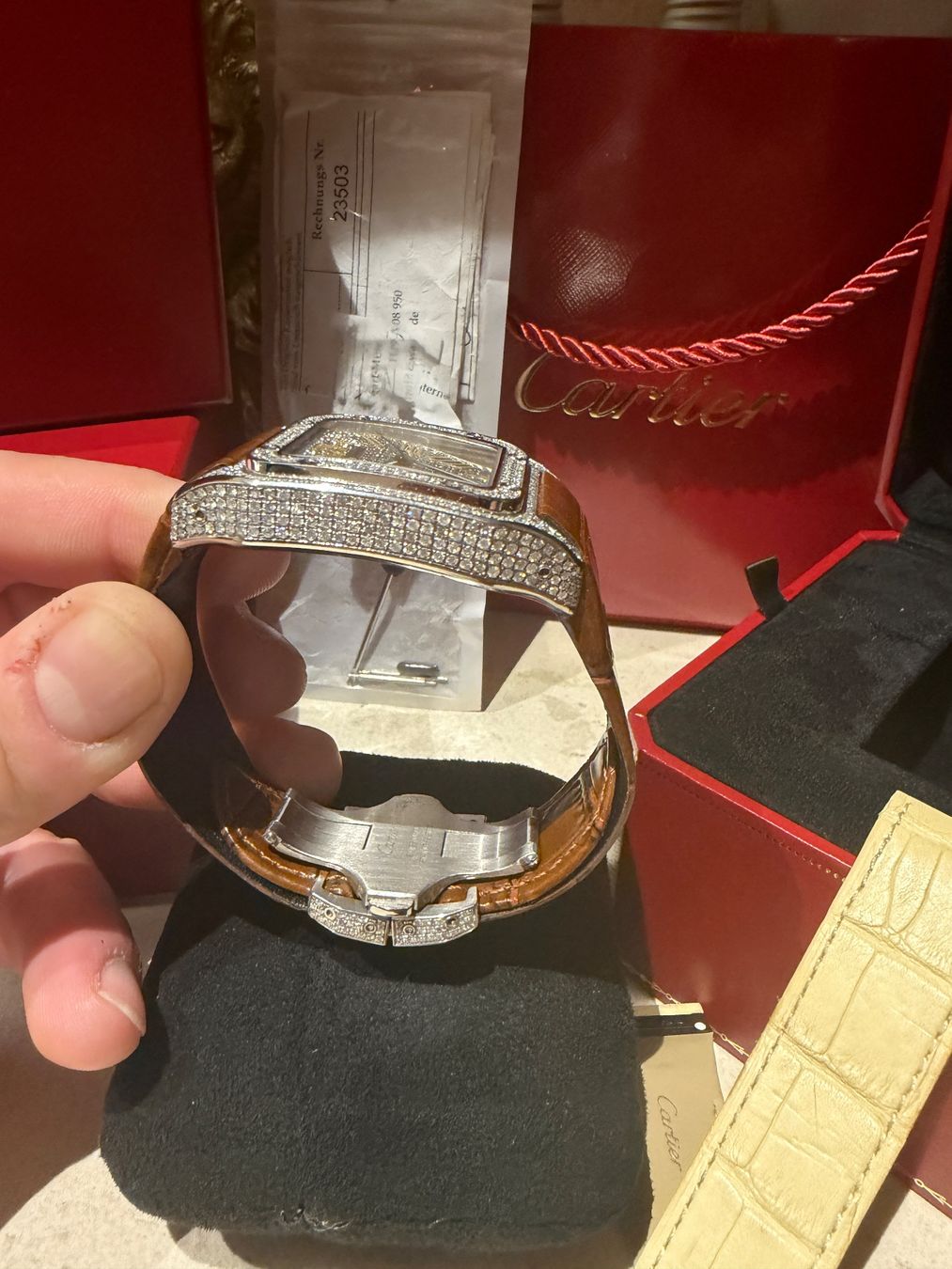 Cartier Orologi: Cartier Santos 100XL FULL ICED OUT – Usato da Niederuzwil venduto da Zef123 2