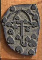Stempel Regenschirm mit Herzen aus Holz guter Zustand