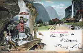 Lauterbrunnen  BE  mit Maultier     um 1 9 0 6