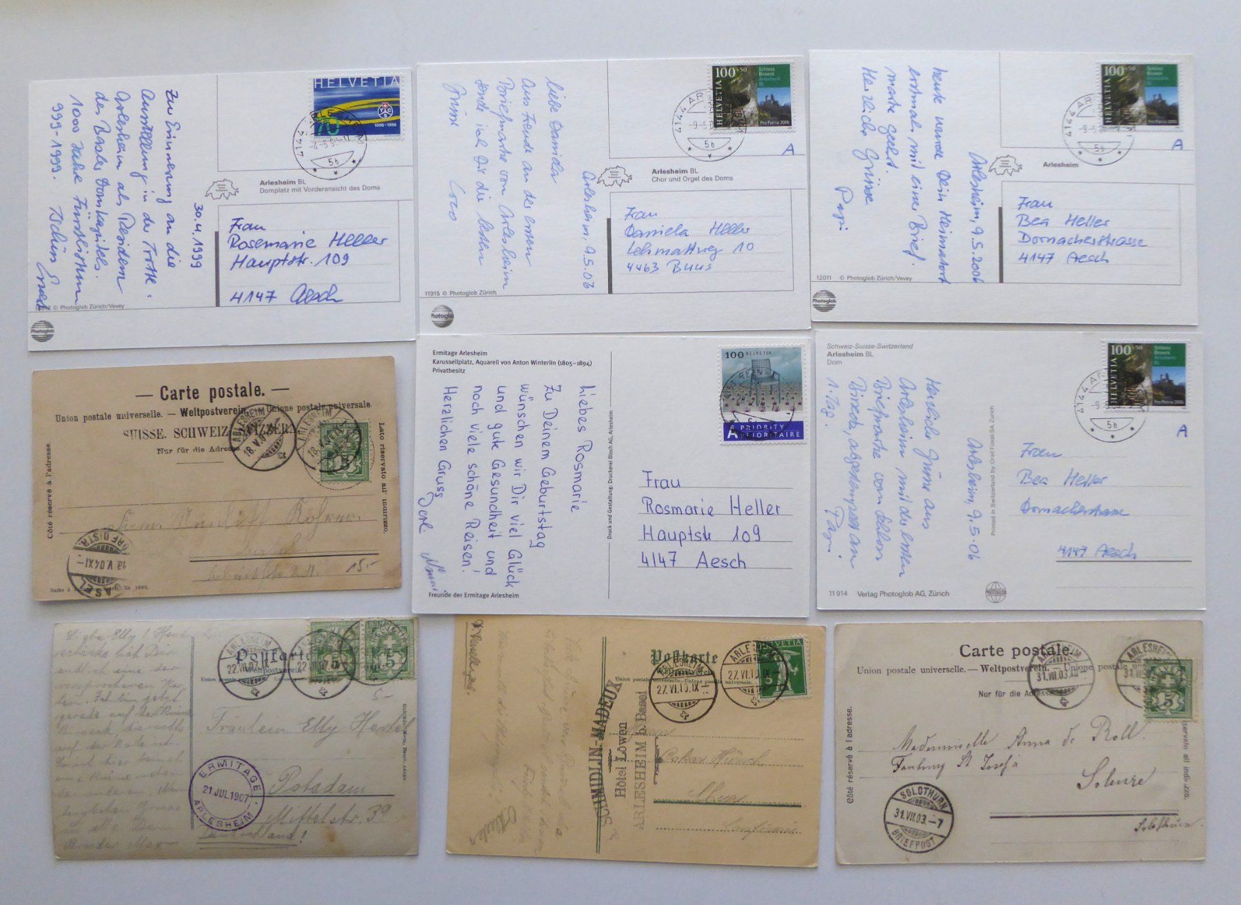Cartoline postali: Arlesheim div. Ansichten; Ermitage Karusselplatz – Usato da Aesch BL venduto da Kauri1 1