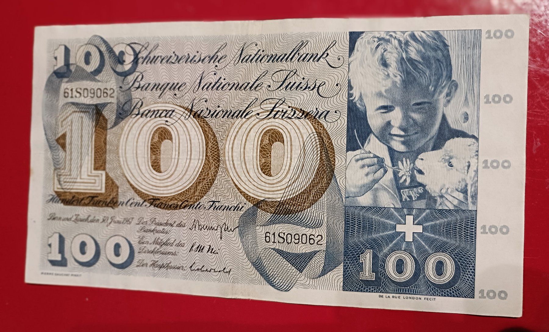 Banknoten: 100.- Fr. CH Note TYP ST. Martin  30.06 .1967 gebraucht – Gebraucht aus Glis von MYS-Wallis2020
