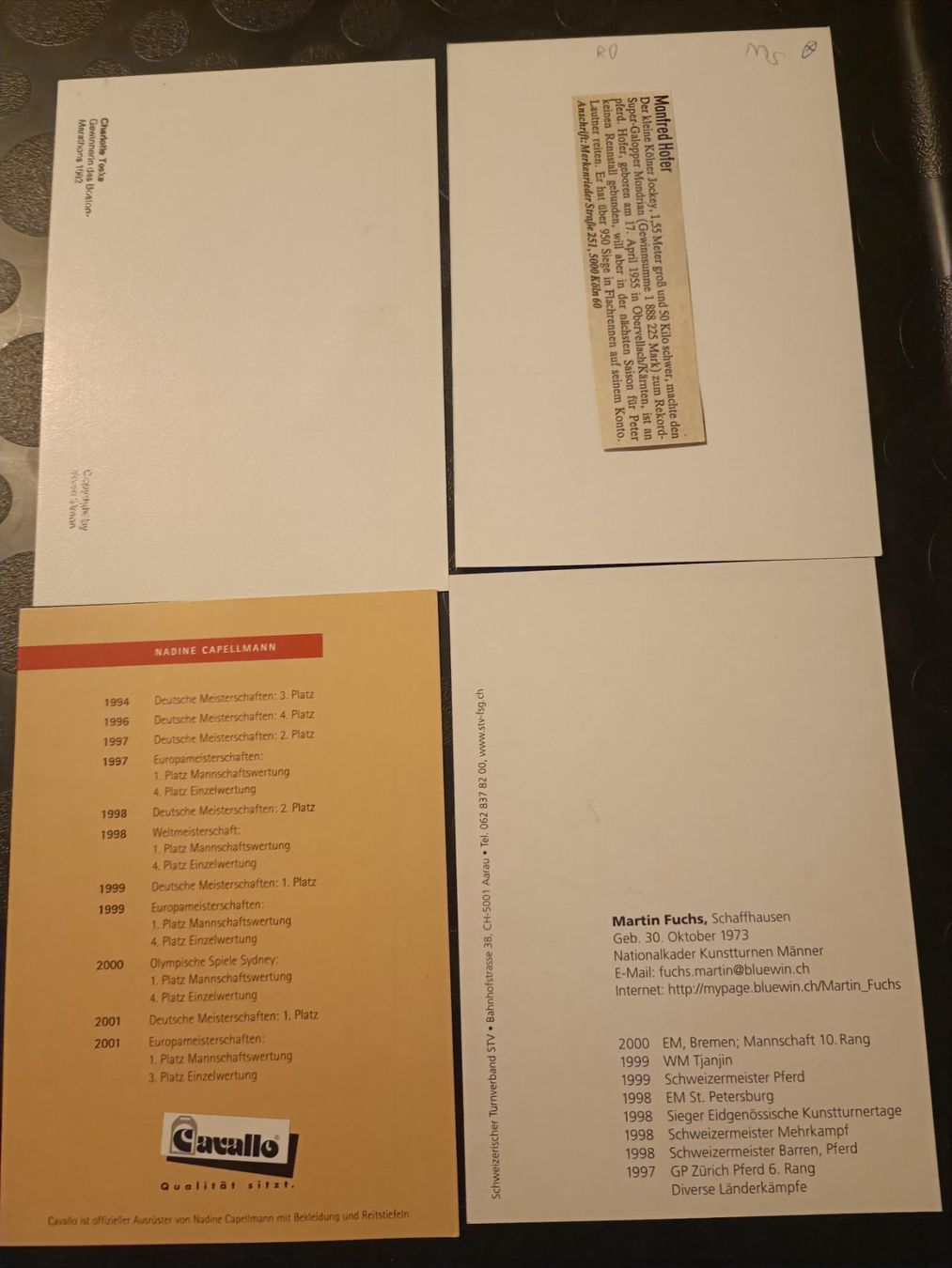 Autogramme: 4 signierte Sport Mixed Autogrammkarten – Gebraucht aus Menziken von Artographs 1