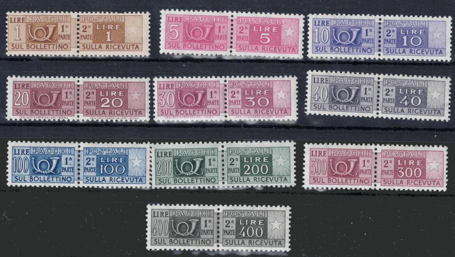 Tutti i francobolli: Italien Paketmarken - 2 Teilserien postfrisch ** – Nuovo (secondo la descrizione) da Kriens venduto da goofy46 1