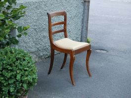 ANTIKER BIEDERMEIER STUHL MIT POLSTER NUSSBAUMHOLZ