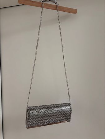 Abendtasche silber glitzernd mit Kette guter Zustand