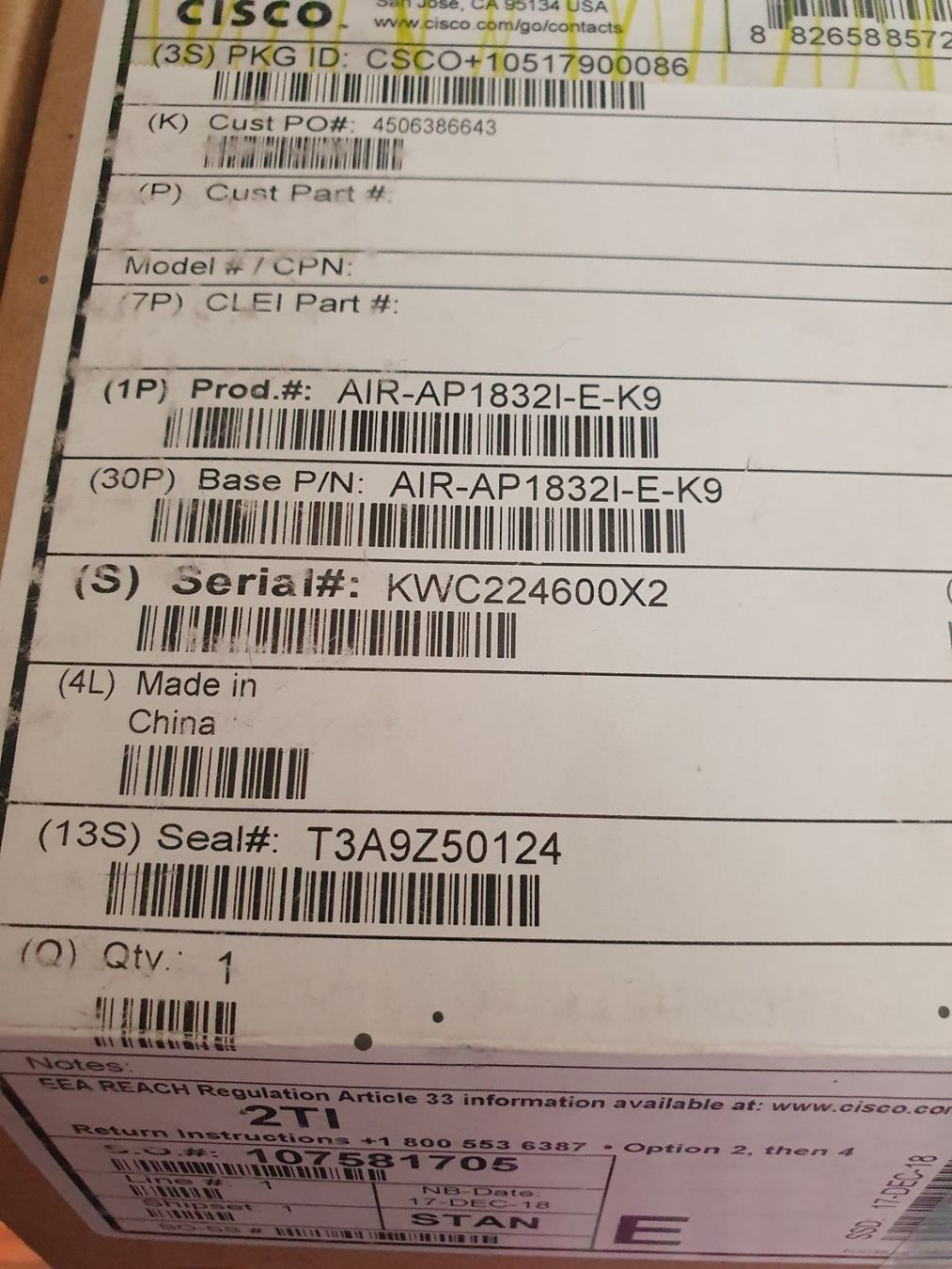 Cisco Modem & Router: Cisco AIR-AP1832i-E-K9 Access Point WLAN – Nuovo (secondo la descrizione) da Zürich venduto da eymen20 5