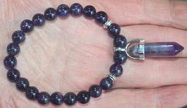 Armband X-311 – Amethyst Perlen mit Säule – elastisch