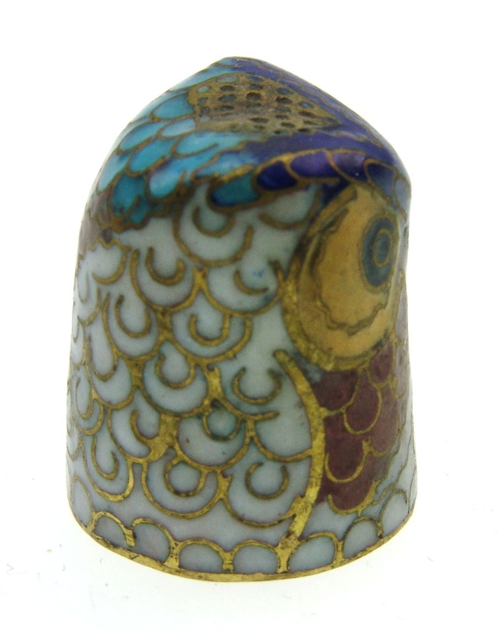Ditali: Fingerhut - Cloisonne Uhu - Eulenkopf 2 – Usato da Langenthal venduto da hamster-raeumung 1