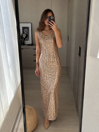 Abito Max Mara paillettes oro tg M