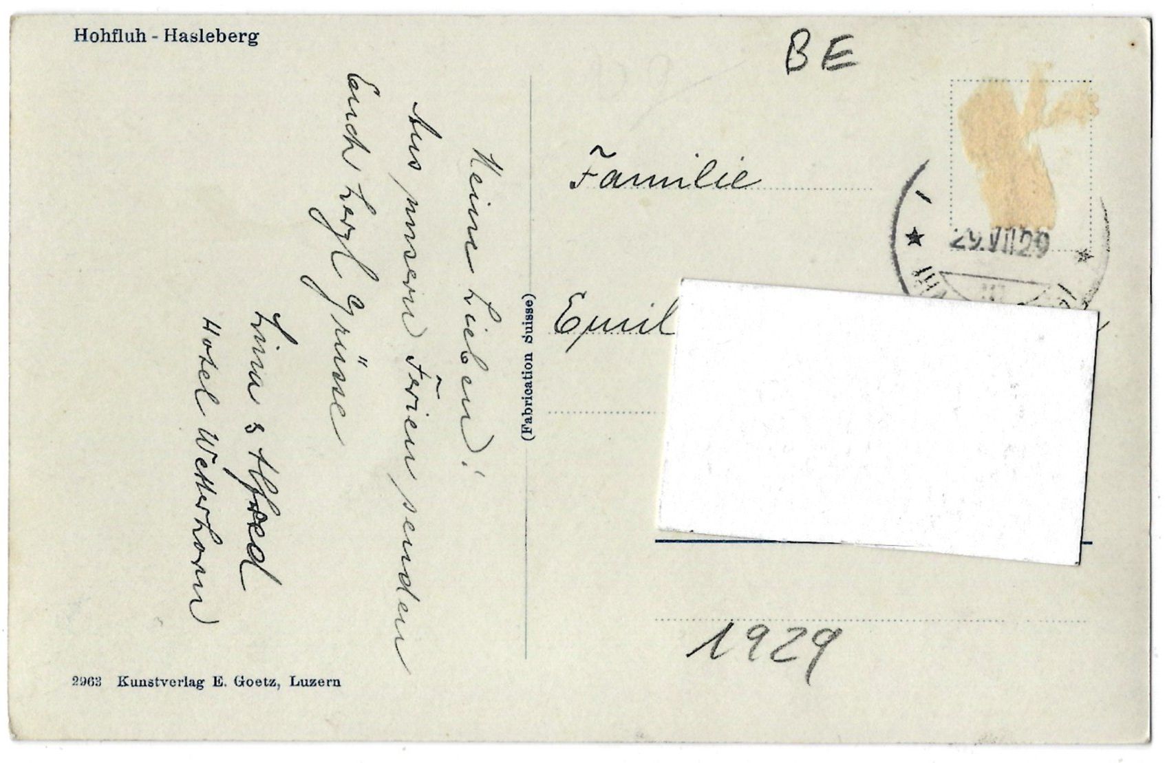 Cartoline postali: Hohfluh  -  Hasleberg – Usato da Bütschwil venduto da Jackson1A 1