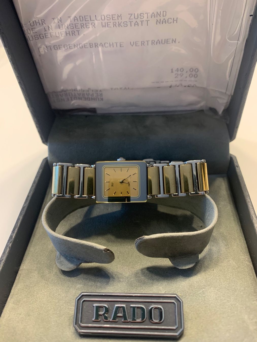 Rado Orologi: Rado Diastar, dame, boîtier rectangulaire, or/acier – Usato da Biel/Bienne venduto da Methos31 1