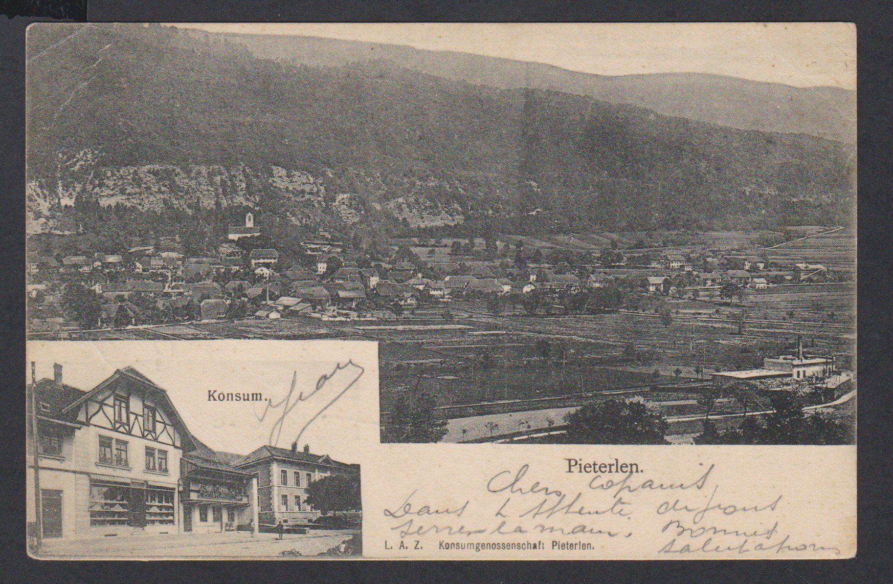 Cartoline postali: Pieterlen  BE   :   alte Ansichtskarte von 1905 – Usato da Vitznau venduto da Ropaku