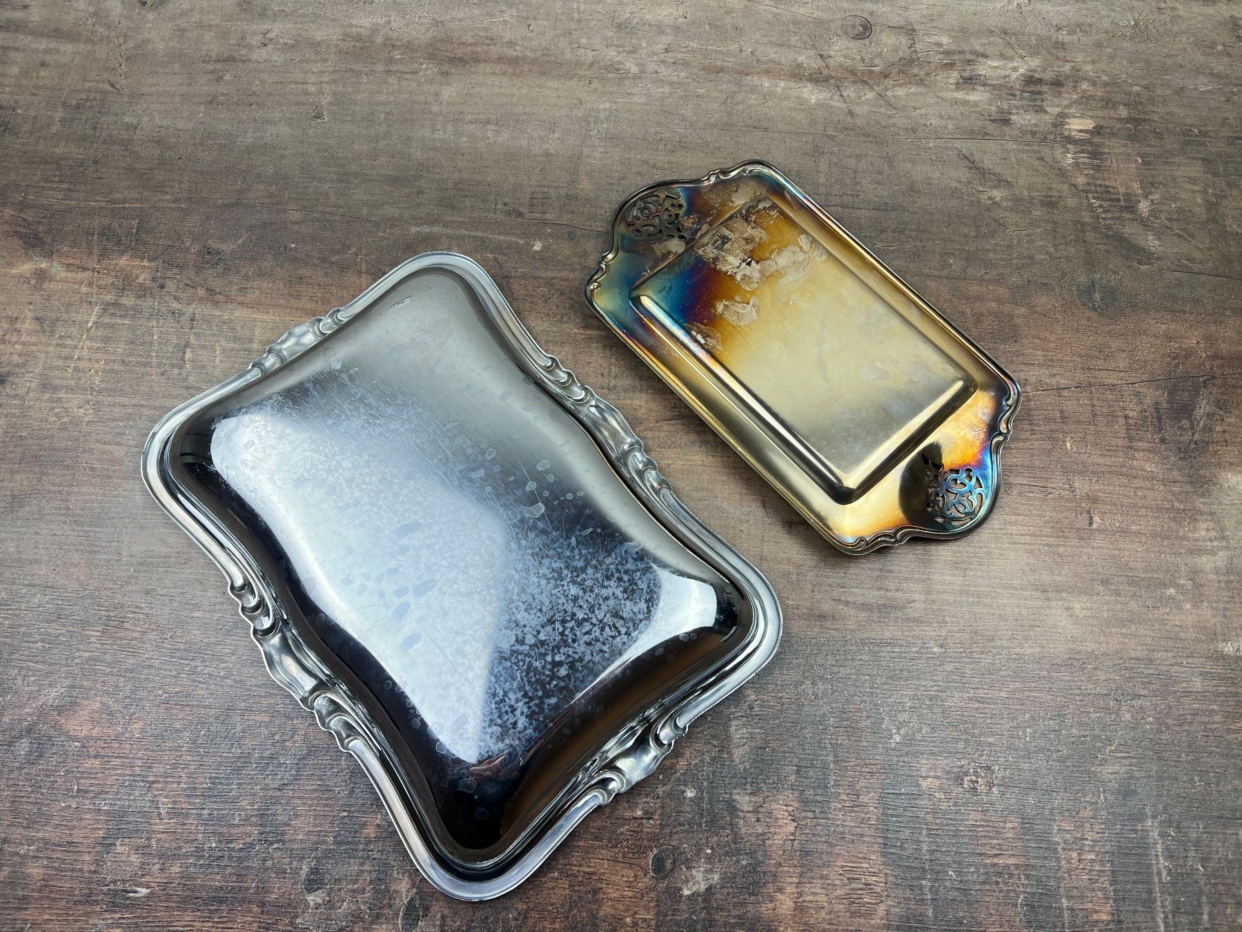 Tablet PC: 2 schöne alte silberne Küchenplatten – Usato da Hallau venduto da R.R.91 1