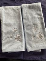 Winter Hand Towel 2x, Light Blue, Snowflake Embroidery 