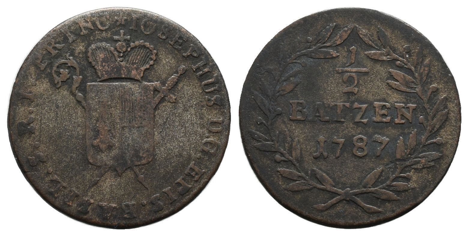 Toutes les monnaies: Basel Halbbatzen 1787  /3742 – D'occasion à Trimbach par Solothurn1