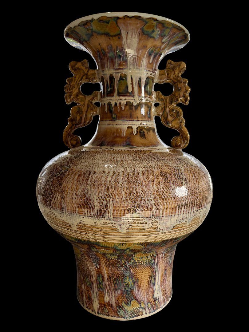Vasen & Gefässe: Vase décoratif chinois à glaçure rustique 45 cm – Gebraucht aus Sion von numision