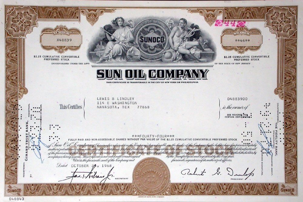 Documenti: Sun Oil Company - 1968 – Usato da Solothurn venduto da Sgasche