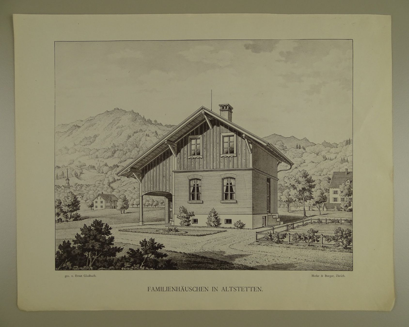 Incisioni: ZÜRICH ALTSTETTEN, LITHOGRAPHIE 1887 – Usato da Grüningen venduto da Kartensammler 1