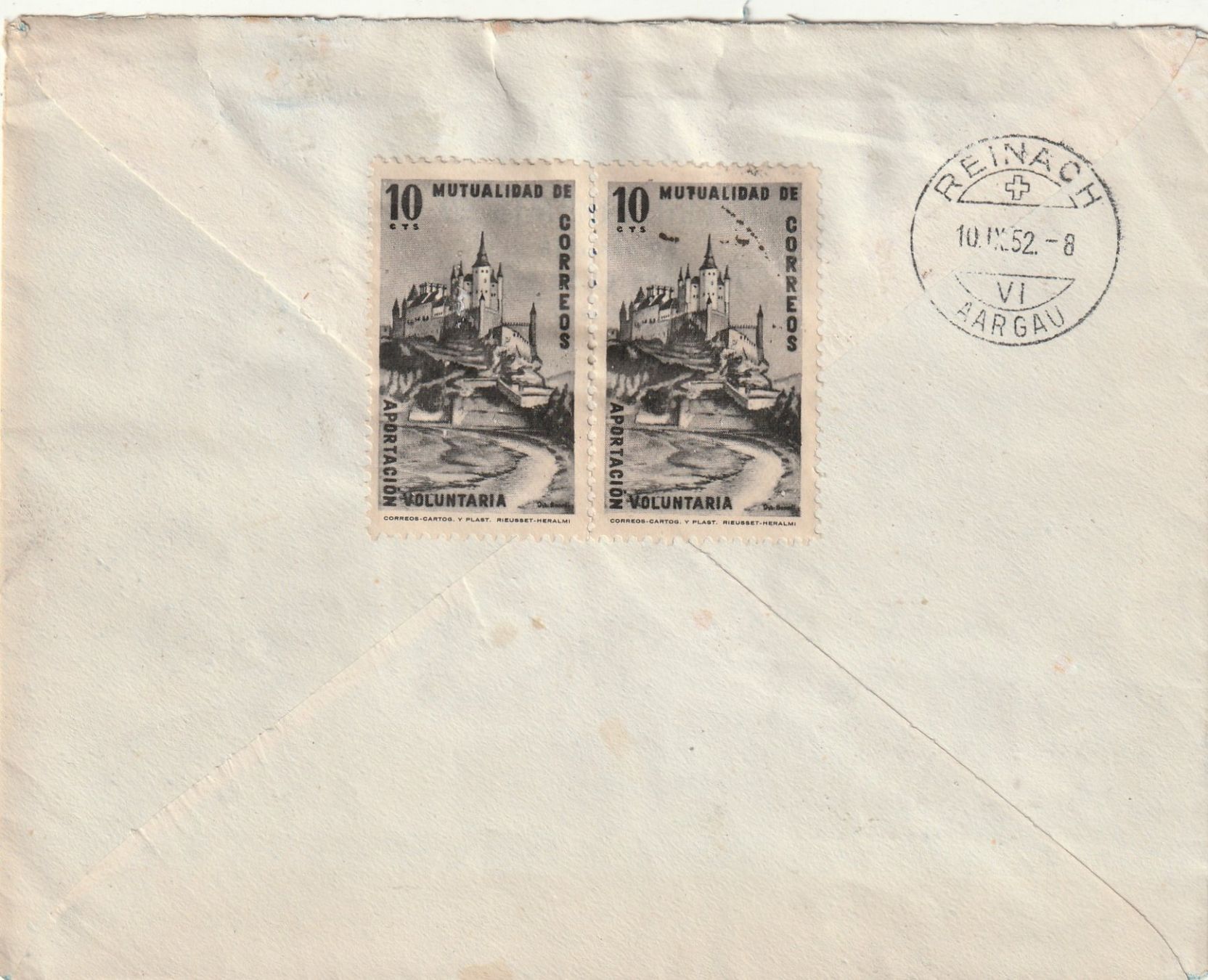 Tutti i francobolli: Spanien Brief mit Buntfrankatur 1952 – Usato da Rorschacherberg venduto da fratovi2 1