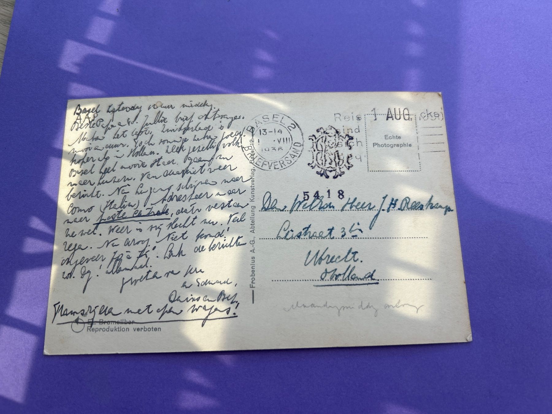 Ansichtskarten: Basel, Münster alte Ak, 1936 – Gebraucht aus Hefenhofen von Bierinder 1