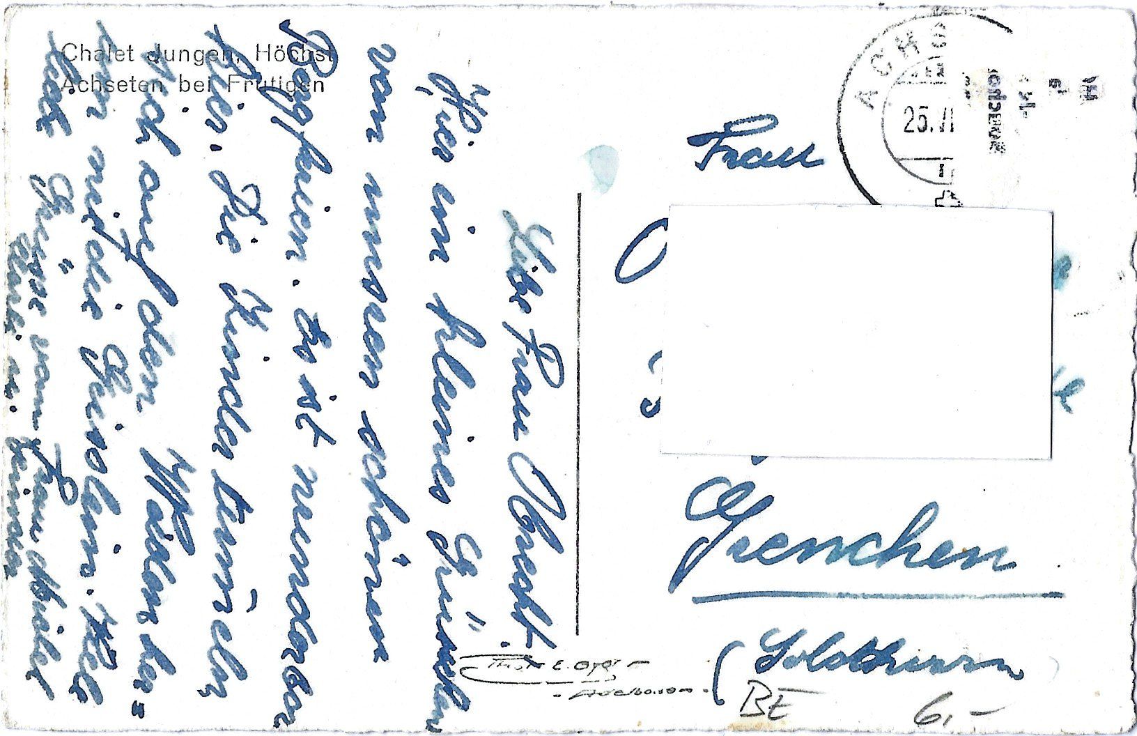 Cartes postales: Chalet  Junger,  Höchst  Achseten  bei  Frutigen – D'occasion à Bütschwil par Jackson1A 1