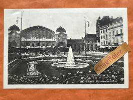 Alte Ansichtskarte Basel Bundesbahnhof, Jahr 1925