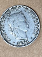 MONETA SVIZZERA 20 centesimi 1901 usata - circolata