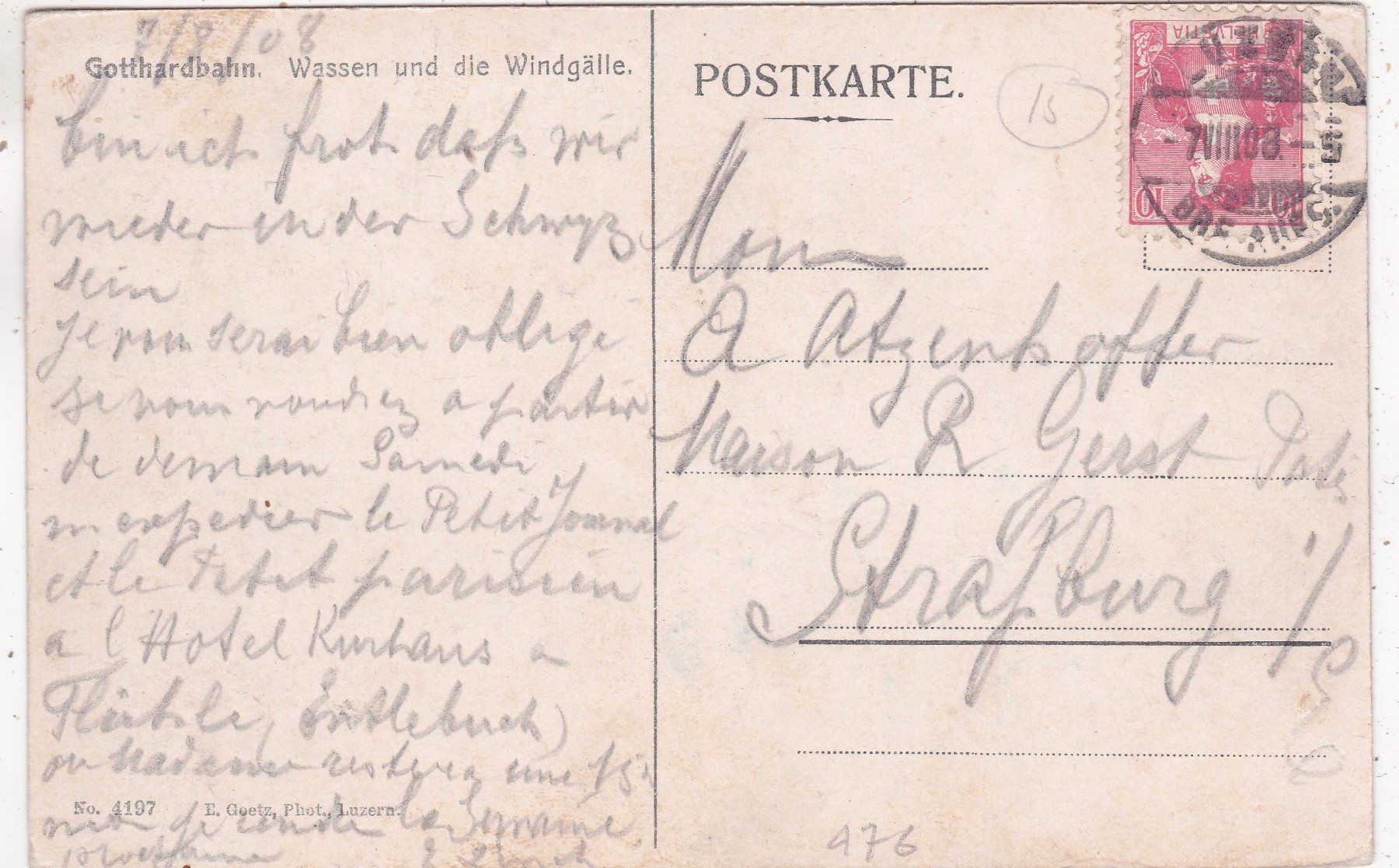 Cartes postales: Wassen und die Windgälle 1908 – D'occasion à Herisau par Lisegrat2008 1