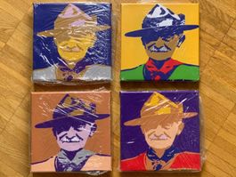 4 Stk. Bilder, 20x20cm, Lord Baden Powell (Pop Art)
