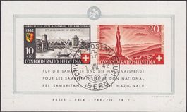 1942, B19 (Bundesfeierblock) von BERN: 1.VIII.42, Kat: 250.-