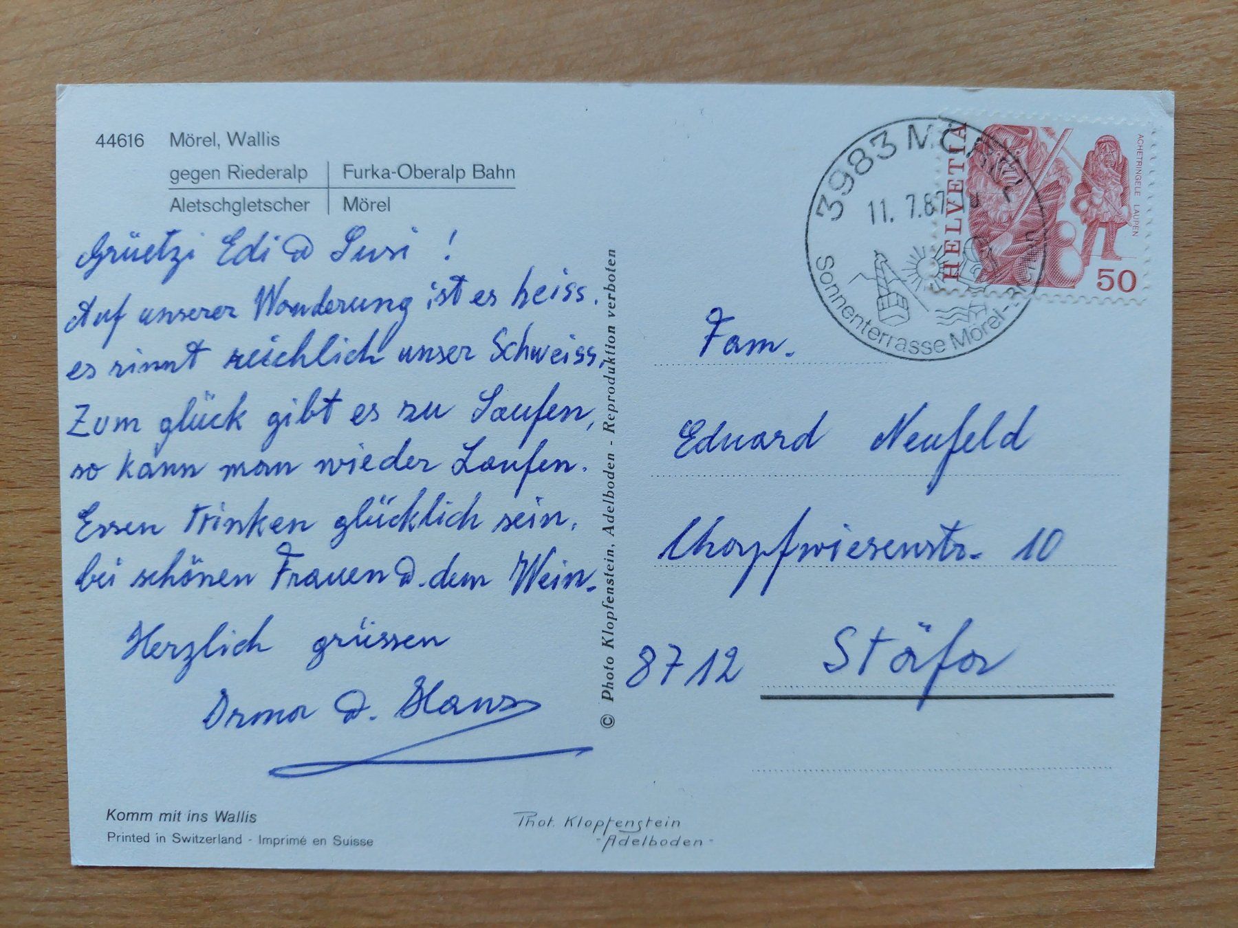 Cartoline postali: AK Mörel VS 4-bildrig mit Bahn – Usato da Obfelden venduto da Foto_Bild_Kunst_Buch 1