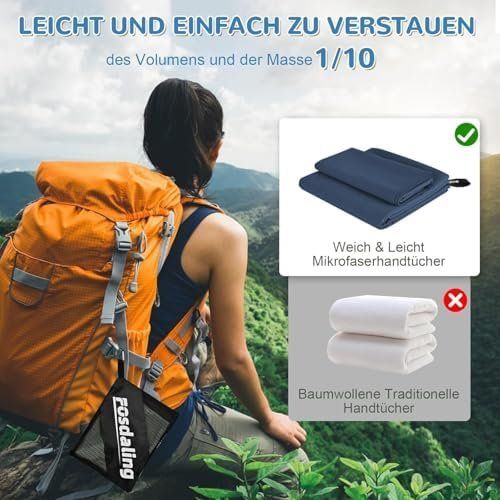 Biancheria da letto: Handtuch 3er Gross 200 100cm 2 Klein 80 40cm Microfaser – Nuovo e nell'imballaggio originale da Hundwil venduto da pak_7zvn 5