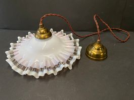 Wunderschöne Seltene Jugendstil Lampe Opalinglas & Messing