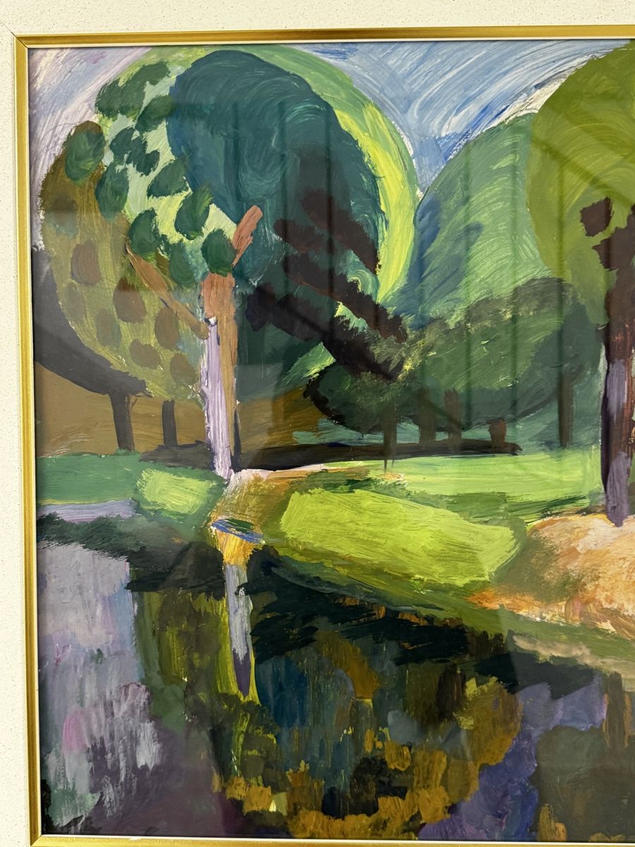 Dipinti: Originalgemälde "Sommerliche Parklandschaft" mit Figuren, si – Usato da Schlieren venduto da Eldi84 2